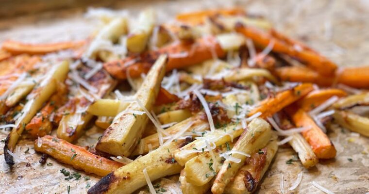 Roasted Garlic Parmesan Parsnips & Carrots